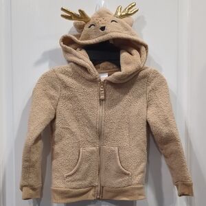 Jumping Beans Tan Fleece Jacket with Gold Antlers
